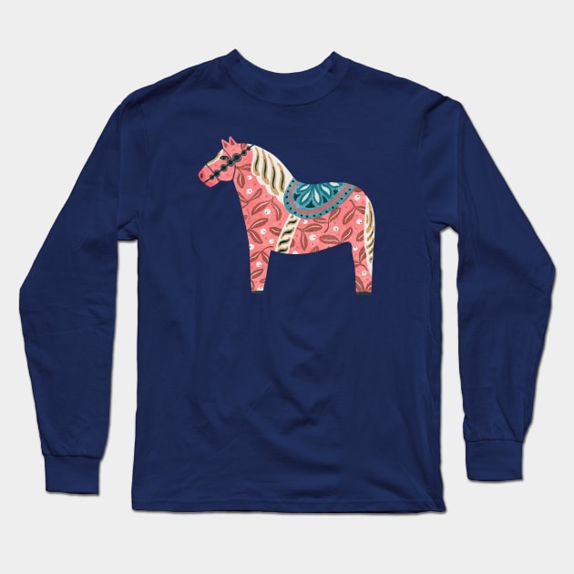 Dalecarlia horse red Long Sleeve T-Shirt by Rebelform